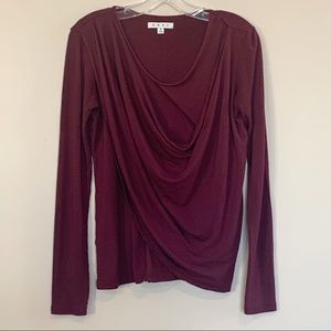 CAbi Plumberry Overlay Draped Top Size Small